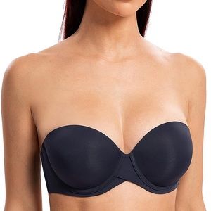 MELENECA Womens black strapless Bra back Smoothing Plus Size w Underwire NWT